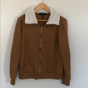 Zip Up Sweater with Sherpa Neckline